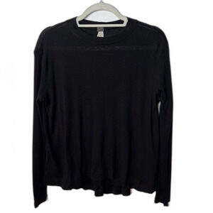 Free People Long Sleeve Oversized Ribbed Knit Top Black Size XS